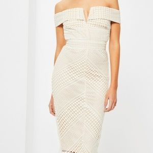 Missguided Bardot Lace Midi Dress